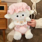 Little Lamb Plush Doll Soft Toy Doll Pillow Gift for Children's Day Girls Girlfriend 520 Birthday Gift Yellow Sleeping Cap Little Lamb Tote Bag 40 cm