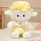 Little Lamb Plush Doll Soft Toy Doll Pillow Gift for Children's Day Girls Girlfriend 520 Birthday Gift Yellow Sleeping Cap Little Lamb Tote Bag 40 cm