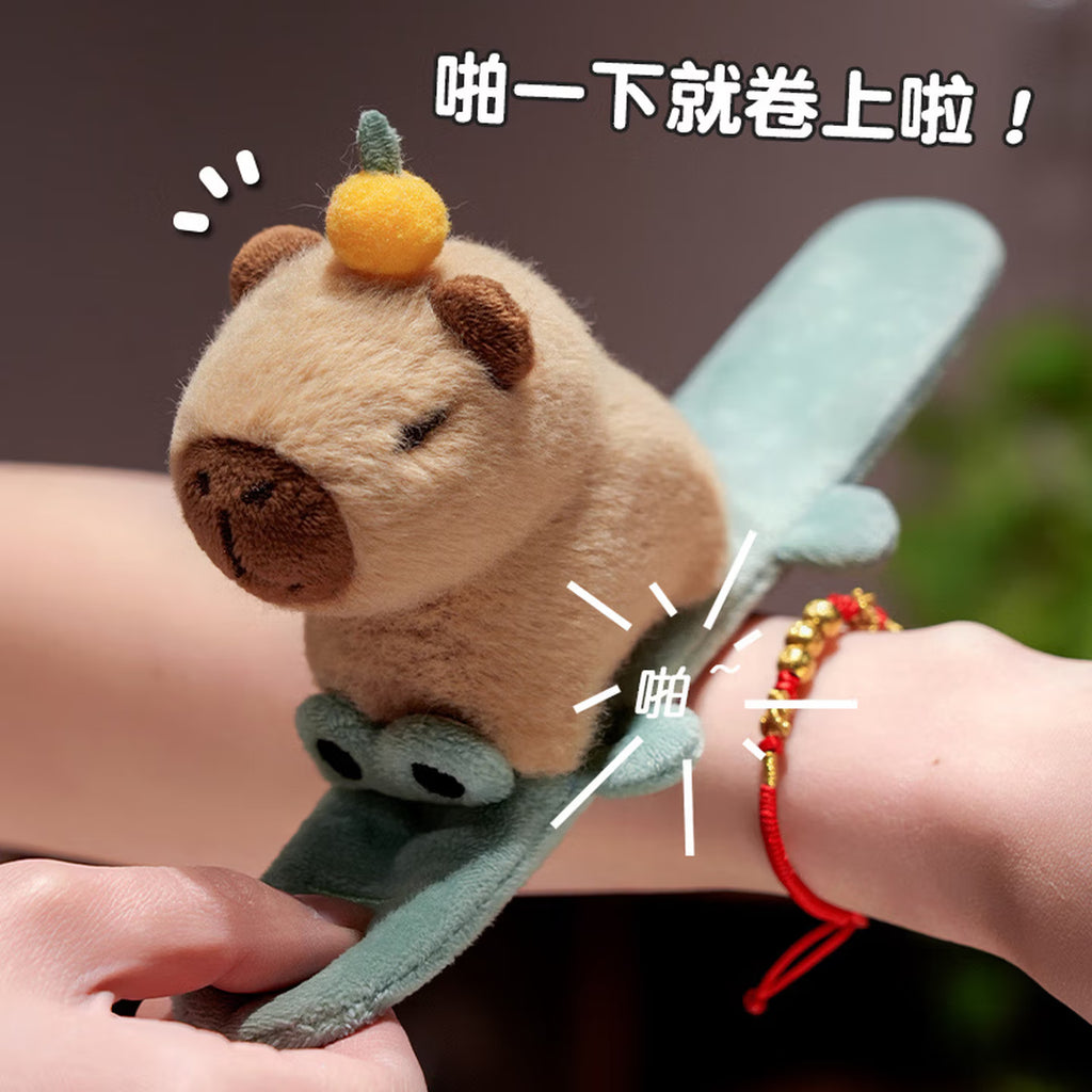 Capybara & Pappa Ring Capybara Plush Bracelet & Doll Plush Toy Groundhog Children's Wrist Pendant Green Capybara Pappa Ring 25*10 cm