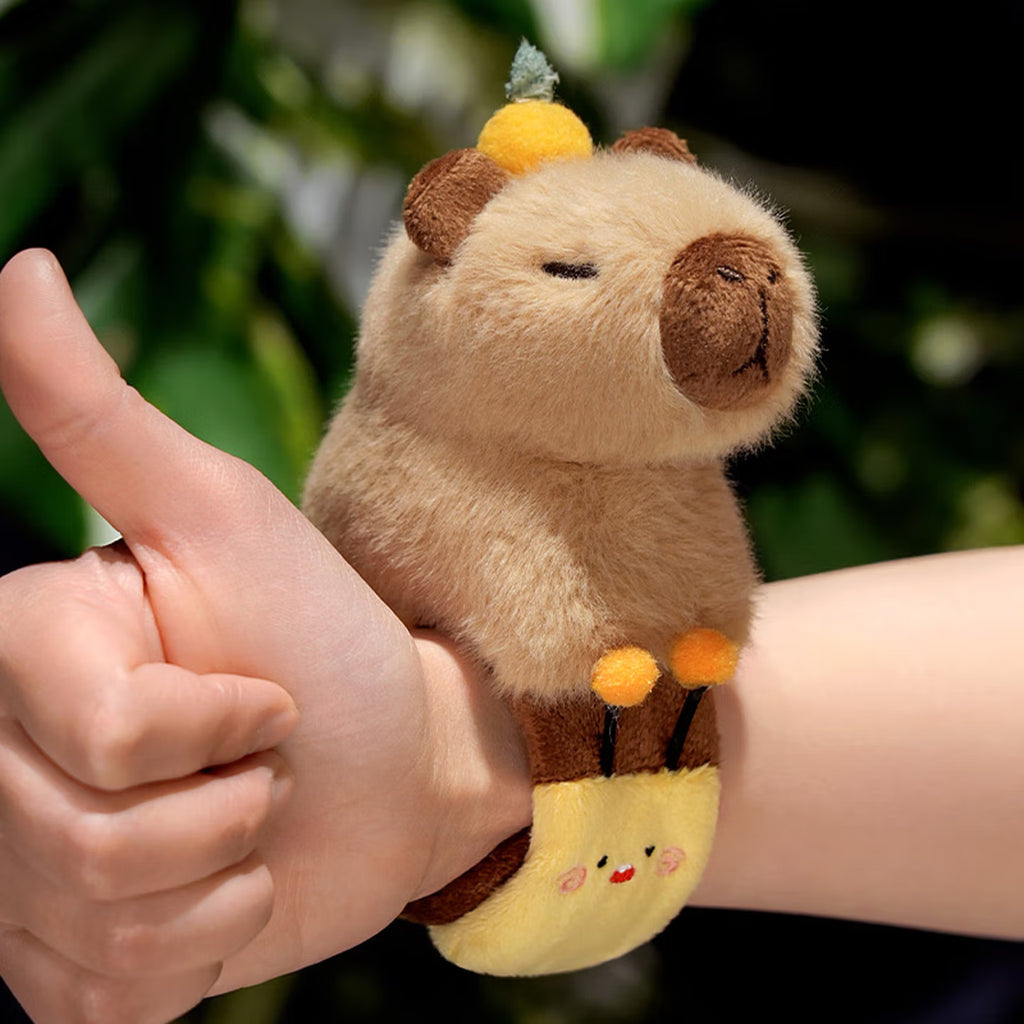 Capybara & Pappa Ring Capybara Plush Bracelet & Doll Plush Toy Groundhog Children's Wrist Pendant Green Capybara Pappa Ring 25*10 cm
